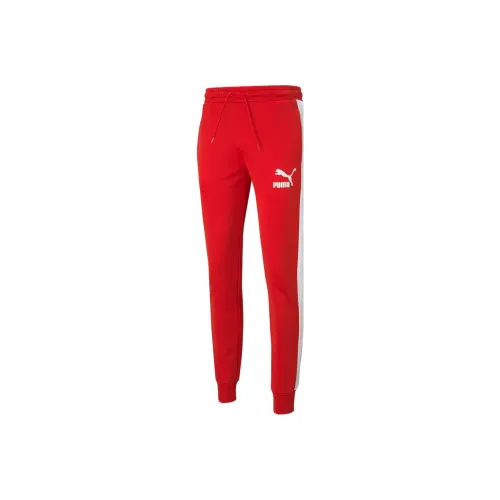 PUMA Red Men's Knitted Training Pants PUMA Красные Мужские Вязаные Спортивные Штаны
