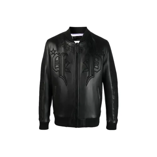 PHILIPP PLEIN Черные Мужские Кожаные Куртки