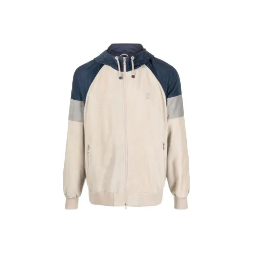 BRUNELLO CUCINELLI SS23 Кожаная куртка мужская бежевого цвета