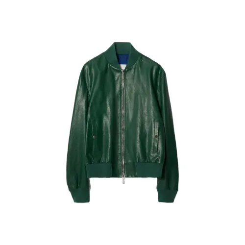 Burberry Кожа Куртка Мужская Плющево-Зеленая