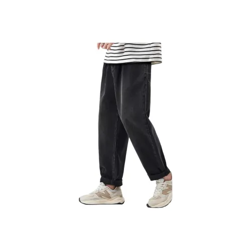 UOOHE Черные Мужские Джинсы