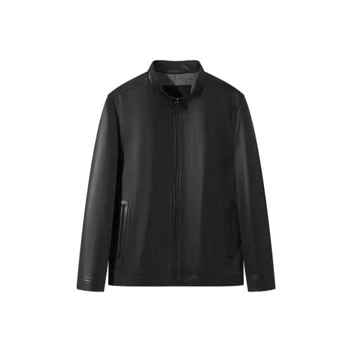 Seven Черные Мужские Кожаные Куртки