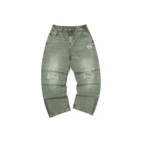 GENANX Прямой крой Брюки Джинсы Unisex Light Армейский зеленый