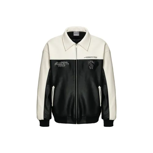 STK SMALL TOWN KID Кожа Куртка Унисекс Черный Белый