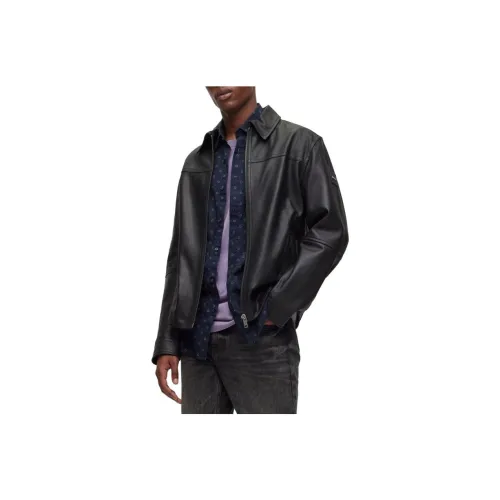 Hugo Boss Кожа Куртка Мужская Черная