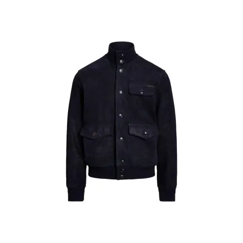 Polo Ralph Lauren FW23 Кожа Куртка Мужская Морской Синий