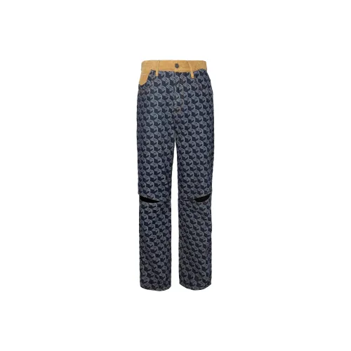 GAONCREW Прямой крой Брюки Джинсы Унисекс Джинсовый синий