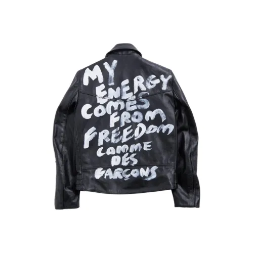 CDG Lewis Leathers Collaboration Черная унисекс куртка