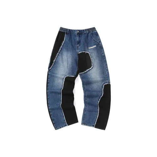 GENANX Чёрно-синие унисекс джинсы