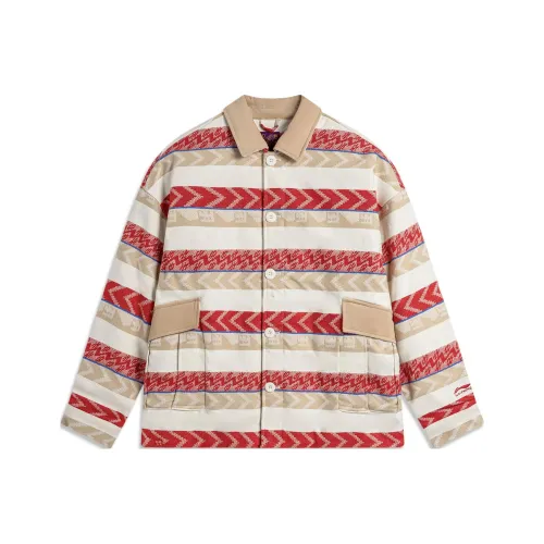 LINING Sports Life Collection Daily Gold Collection Пуховик Мужской Белый Коричневый Красный Жаккард