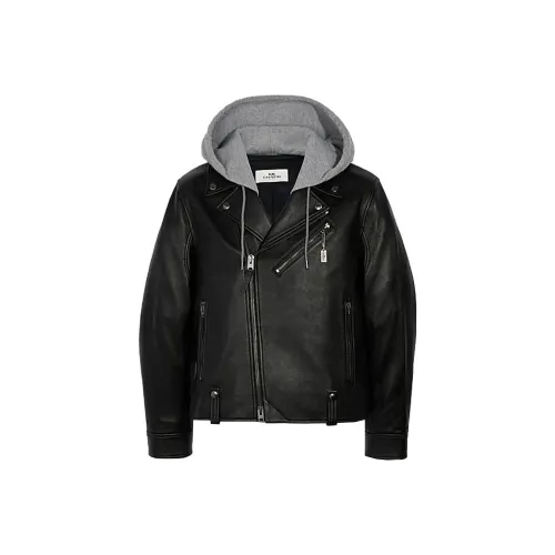 COACH Кожа Куртка Мужская Черная