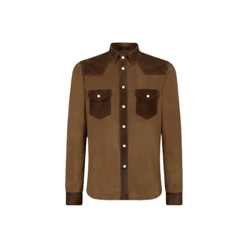 TOM FORD Кожа Куртка Мужская Коричневая