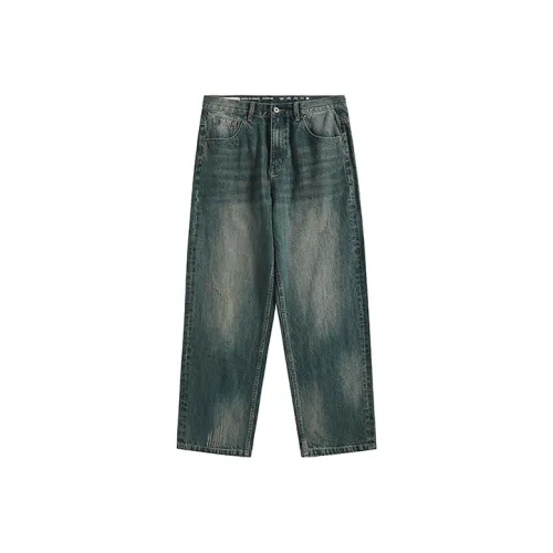 EVISTUB FW22 Прямой крой Брюки Джинсы Мужские Желтый Грязный Washed