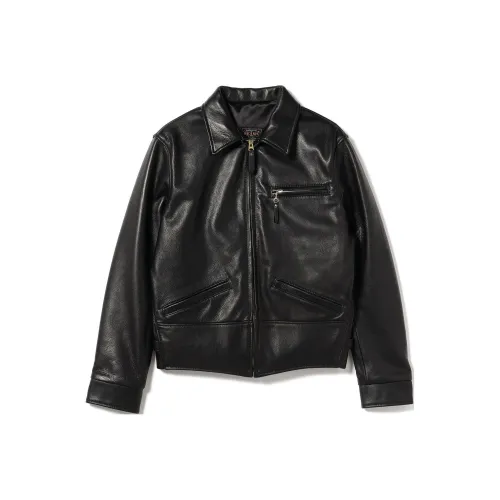 Beams PLUS M Leather Jacket Men's Black