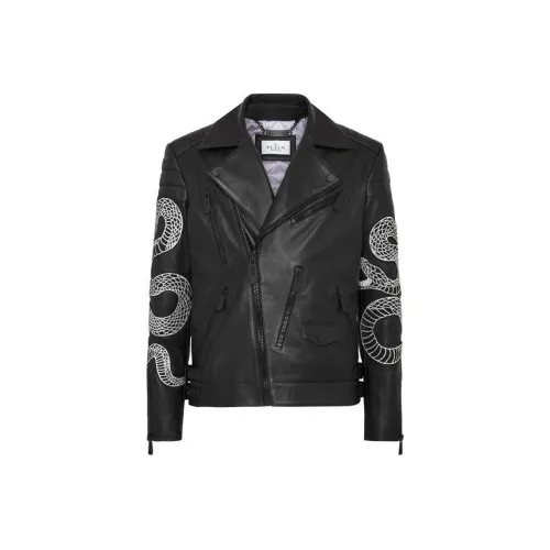 PHILIPP PLEIN Черные Мужские Кожаные Куртки