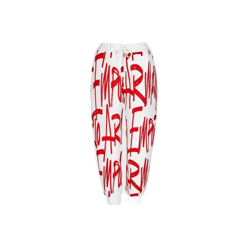 EMPORIO ARMANI Вязаные тренировочные брюки мужские красный и белый