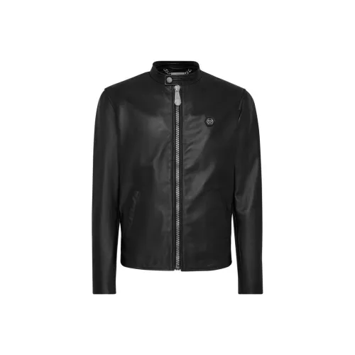 PHILIPP PLEIN Черные Мужские Кожаные Куртки