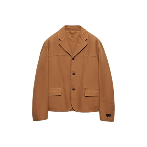 PRADA SS25 Куртки и Пальто Мужской Карамель