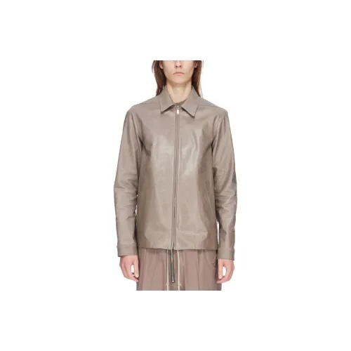 RICK OWENS совместный бренд RO SS24 Lido Brad JKT В пыль Sugar Голень Кожаные куртки Пальто Мужской Серый