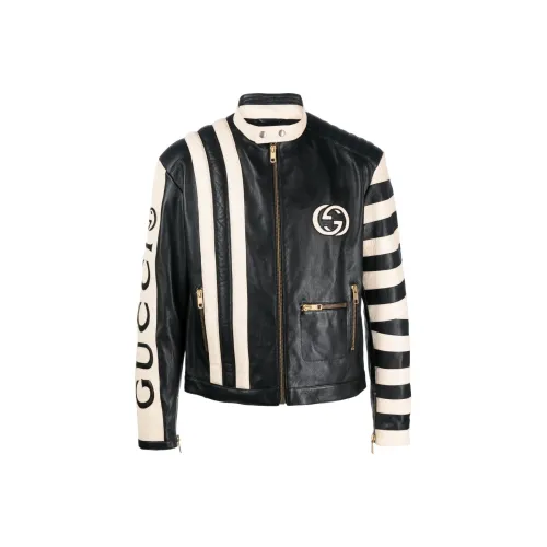 GUCCI Кожа Куртка Мужская Черный Белый
