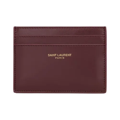 SAINT LAURENT Париж Телячья кожа Держатель для карт Женские Бордовый