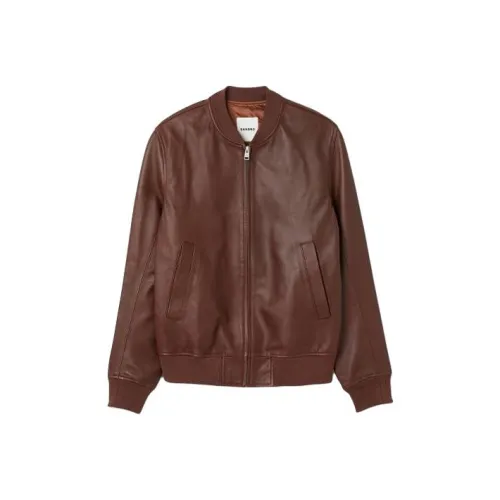 Sandro Cazadora DE кожа Куртки Пальто Мужской Бордовый