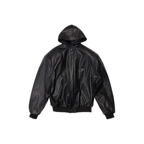Balenciaga x Adidas Originals Кожа Куртка Свободный крой Мужской Черный