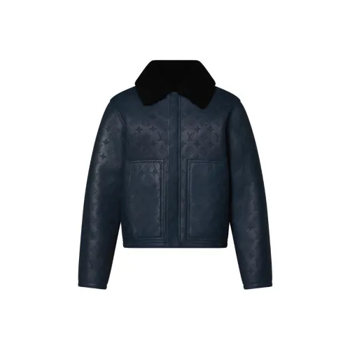 LOUIS VUITTON SS24 Кожаная куртка мужская синяя