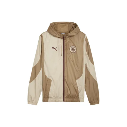 PUMA Manchester City MCFC PREMATCH Ткани вязаные Куртка Куртки Пальто Мужской Абрикос