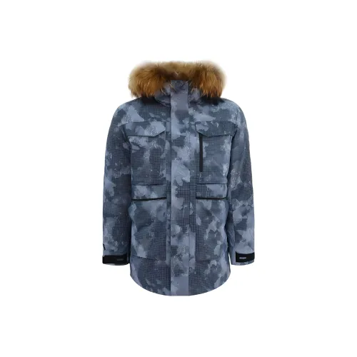 ANTA Пуховики и зимние пальто Мужской Снежинка Белый С принтом по всей поверхности