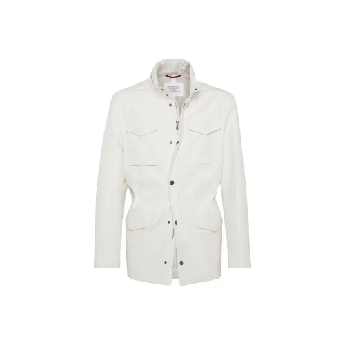 BRUNELLO CUCINELLI Экрю Мужской Парки