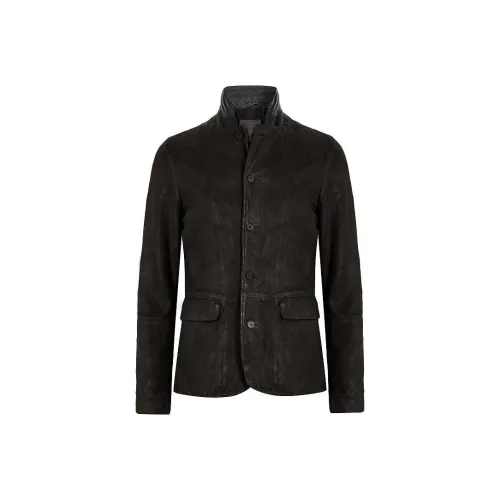 ALLSAINTS Дымчатый Серый Мужская Кожаная Куртка