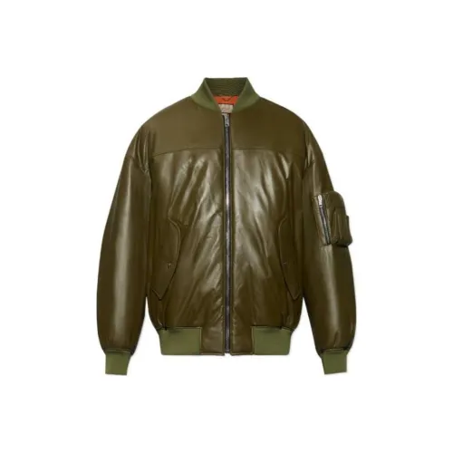 GUCCI Кожа Куртка Мужская Оливково-зеленая