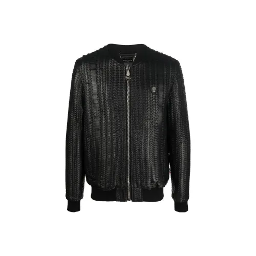 PHILIPP PLEIN Черные Мужские Кожаные Куртки