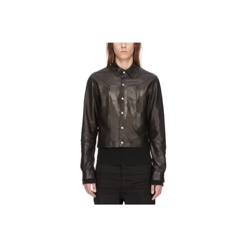 RICK OWENS совместный бренд RO SS24 кожаная куртка мужская черная