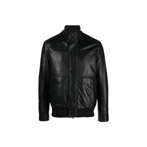 BRIONI Кожа Куртка Мужская Черная