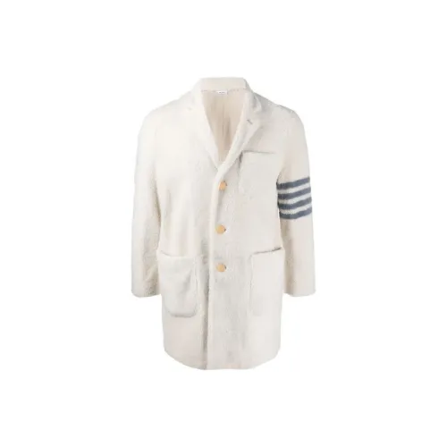 THOM BROWNE Айвори Мужские Кожаные Куртки