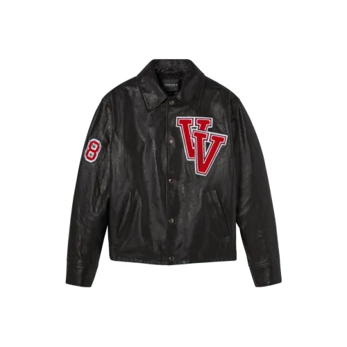 VERSACE SS23 Кожа Куртка Мужская Черная