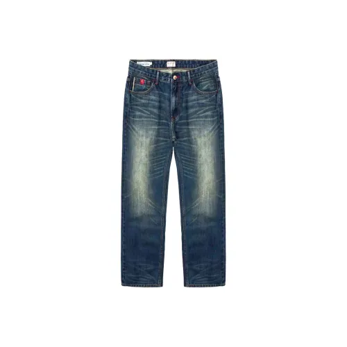 TEKABLU Джинсы Мужские Выстиранные Синий