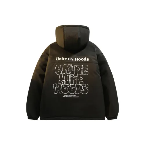 Unite Life HOODS Хлопковый пуховик унисекс черного цвета
