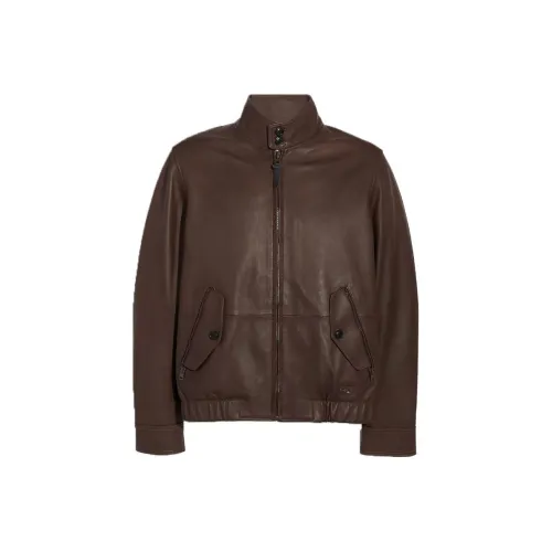 COACH Темно-коричневый Мужская Кожаная Куртка
