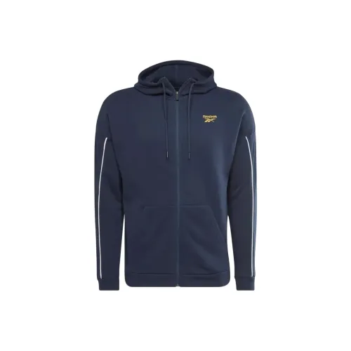 Reebok Workout READY PIPING ZIP UP Толстовка Куртки Пальто Мужской Синий