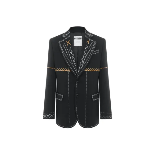 MOSCHINO Stitchings Шерсть Саржа Куртка Куртки Пальто Мужской Черный
