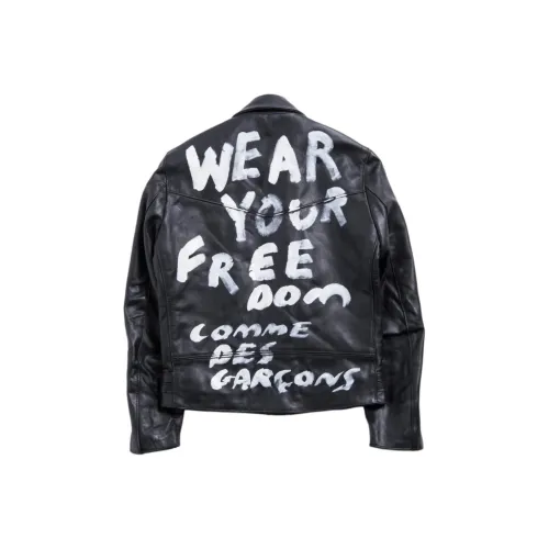 CDG Lewis Leathers Collaboration Черная унисекс куртка