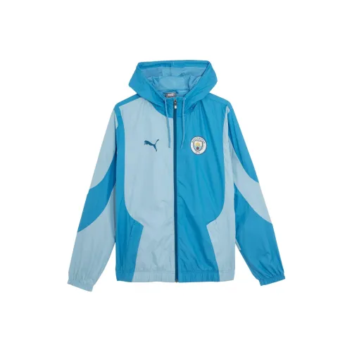 PUMA Manchester City MCFC PREMATCH Ткани вязаные Куртка Куртки Пальто Мужской Синий и Серый