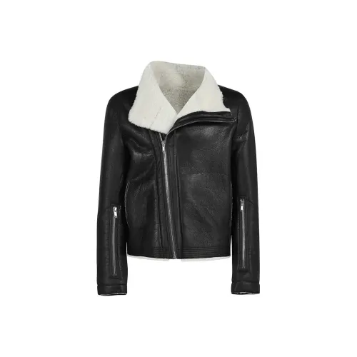 RICK OWENS совместный бренд Черные мужские кожаные куртки