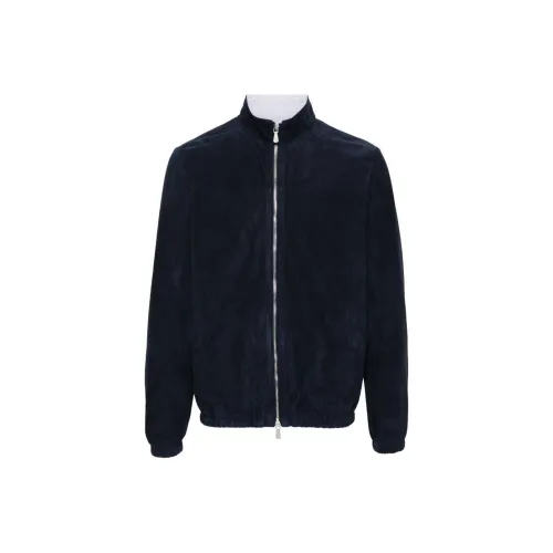 Eleventy FIRSTCLASS Made IN Italy SS24 Кожаная Куртка Мужская Темно-синяя