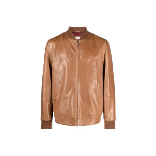 BRUNELLO CUCINELLI Коричневый Мужская Кожаная Куртка