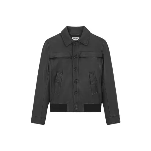 SAINT LAURENT FW23 Кожа Куртка Мужская Черная