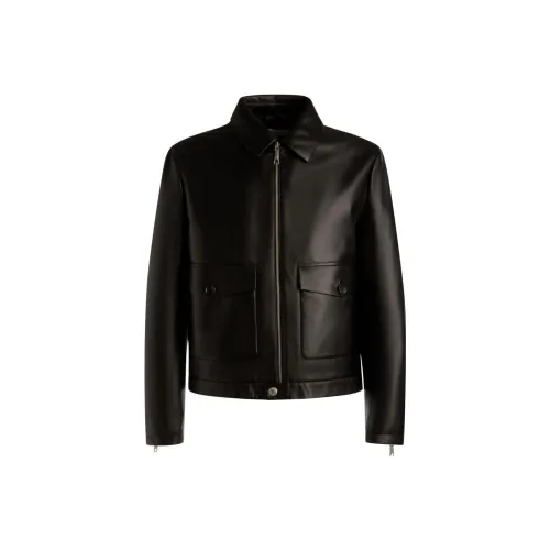 BALLY Кожа Куртка Мужская Черная
